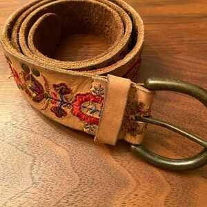 Lucky Brand Embroidered Leather Belt